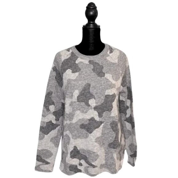 Athleta Gray Camo Fine Merino Wool Long Sleeve Pullover Sweater (Womens S) - Picture 4 of 9
